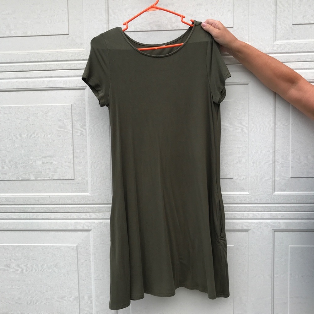 Dark Green T-Shirt Dress